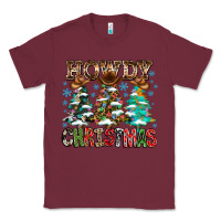 Burgundy Howdy Christmas Classic Tee - CowhideDigitalArt