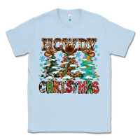 Dusty Blue Howdy Christmas Classic Tee - CowhideDigitalArt