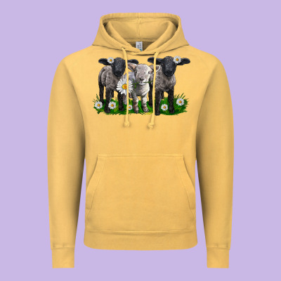 Baby Sheeps With Daisies Vintage Hoodie Designed By Lillyallendesigns