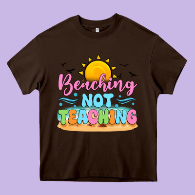Beaching Not Teaching Black Back Heavy Core Tee Designed By Jahusdesignshop