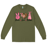 Army Green peace love ballet Long Sleeve Tee - NancyCooperArtShop