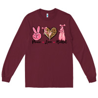 Burgundy peace love ballet Long Sleeve Tee - NancyCooperArtShop