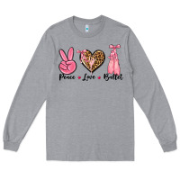 Heather Grey peace love ballet Long Sleeve Tee - NancyCooperArtShop