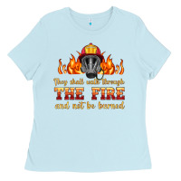 Baby Blue the fire with firefighter air mask Ladies Tee - HRA Design Shop
