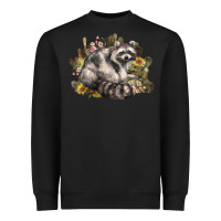 Black floral racoon western Heavyweight Sweatshirt - NancyCooperArtShop