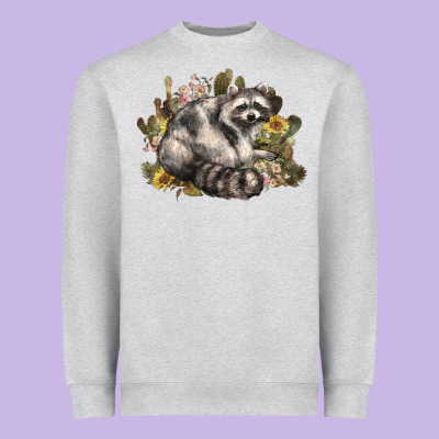 Floral Racoon Western Heavyweight Sweatshirt Designed By Nancycooperartshop