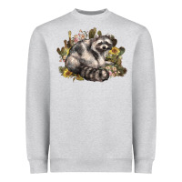 Heather Grey floral racoon western Heavyweight Sweatshirt - NancyCooperArtShop