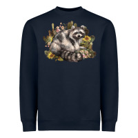 Navy floral racoon western Heavyweight Sweatshirt - NancyCooperArtShop