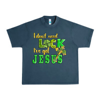 Midnight Navy i dont need luck i have got jesus Urban Heavy Tee - AdoDesignShop