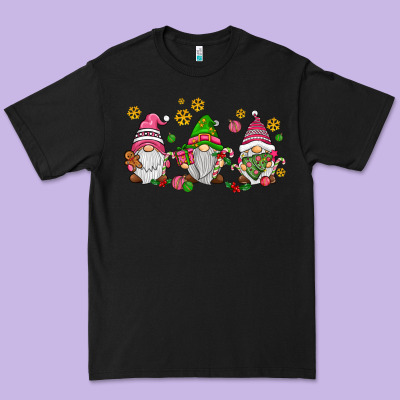 Pink Christmas Gnomies Premium Tee Designed By Adodesignshop