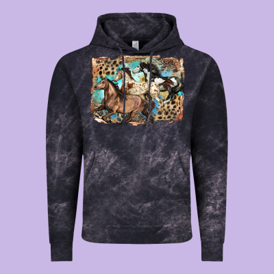 3 Western Horses Running Free Vintage Hoodie Designed By Lillyallendesigns