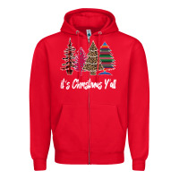 Red Merry Christmas Pine Tree Zipper Hoodie - Bettercallsaul