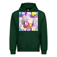 Forest Green Easter Eggs With Flowers Seamless Pattern Urban Hoodie - BundleAndBundleShop