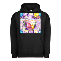 Pigment Black Easter Eggs With Flowers Seamless Pattern Urban Hoodie - BundleAndBundleShop