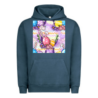 Pigment Midnight Navy Easter Eggs With Flowers Seamless Pattern Urban Hoodie - BundleAndBundleShop