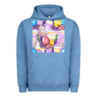 Pigment Pebble Blue Easter Eggs With Flowers Seamless Pattern Urban Hoodie - BundleAndBundleShop