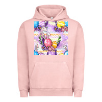 Pigment Salmon Easter Eggs With Flowers Seamless Pattern Urban Hoodie - BundleAndBundleShop