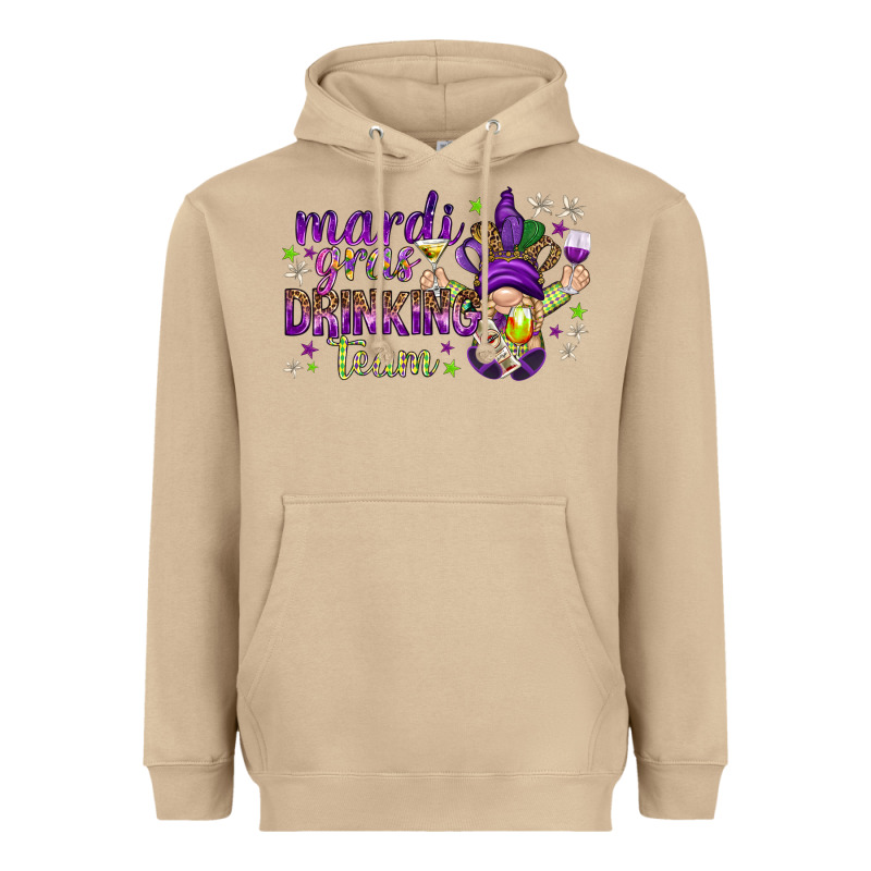 Mardi Gras Drinking Team With Gnome Heavyweight Hoodie by HowdyJamesFarm | Teevron
