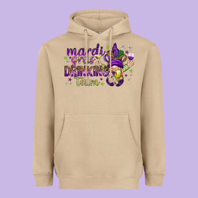 Mardi Gras Drinking Team With Gnome Heavyweight Hoodie Designed By Howdyjamesfarm