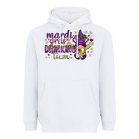 White Mardi Gras drinking team with gnome Heavyweight Hoodie - HowdyJamesFarm