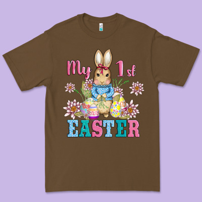 My First Easter With Baby Bunny And Eggs Premium Tee Designed By Adodesignshop