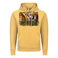Vintage Mustard 2 horses at the ranch Vintage Hoodie - LillyAllenDesigns