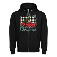 Black Merry Christmas Truck Zipper Hoodie - Bettercallsaul