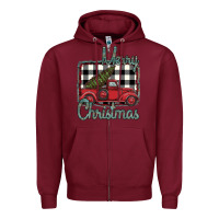 Burgundy Merry Christmas Truck Zipper Hoodie - Bettercallsaul