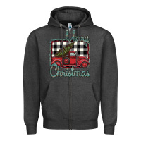 Charcoal Heather Merry Christmas Truck Zipper Hoodie - Bettercallsaul