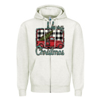 Oatmeal Heather Merry Christmas Truck Zipper Hoodie - Bettercallsaul