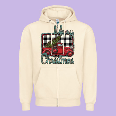 Merry Christmas Truck Zipper Hoodie Designed By Bettercallsaul