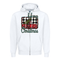 White Merry Christmas Truck Zipper Hoodie - Bettercallsaul