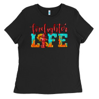Black firefighter life Ladies Tee - HRA Design Shop