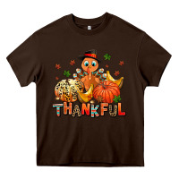 Chocolate Brown thankful pumpkins and turkey Heavy Core Tee - AdoDesignShop