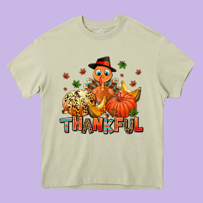 Thankful Pumpkins And Turkey Heavy Core Tee Designed By Adodesignshop