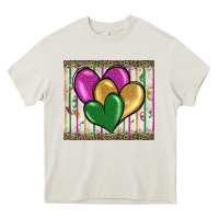 Cream mardi gras heart Heavy Core Tee - BarkalooDesign