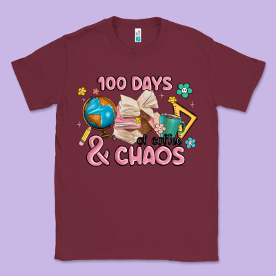 100 Days Of Coffe And Chaos Classic Tee Designed By Maliassmallbusiness