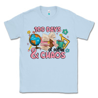 Dusty Blue 100 days of coffe and chaos Classic Tee - MaliasSmallBusiness