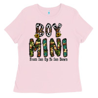 Bubblegum Pink boy mini from son up to son down Ladies Tee - CowhideDigitalArt
