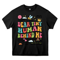 Black customized teacher dear tiny human behind me back Heavy Core Tee - JahusDesignShop