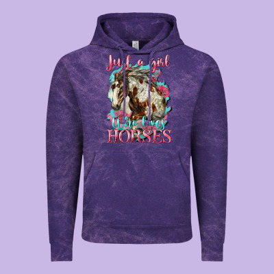 Just A Girl Who Loves Horses Mustang Vintage Hoodie Designed By Lillyallendesigns