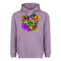 Lavender Mardi Gras heart Heavyweight Hoodie - HowdyJamesFarm