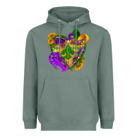 Sage Mardi Gras heart Heavyweight Hoodie - HowdyJamesFarm
