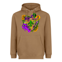 Toasted Coconut Mardi Gras heart Heavyweight Hoodie - HowdyJamesFarm