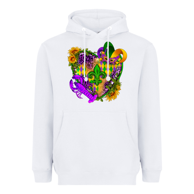 Mardi Gras Heart Heavyweight Hoodie by HowdyJamesFarm | Teevron