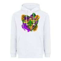 White Mardi Gras heart Heavyweight Hoodie - HowdyJamesFarm