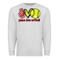 Dove Grey Peace love Softball Premium Sweatshirt - HowdyJamesFarm