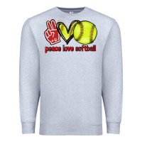 Heather Grey Peace love Softball Premium Sweatshirt - HowdyJamesFarm