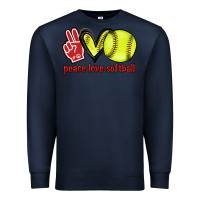 Navy Peace love Softball Premium Sweatshirt - HowdyJamesFarm