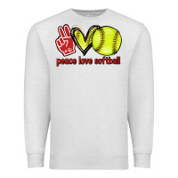 Oatmeal Heather Peace love Softball Premium Sweatshirt - HowdyJamesFarm